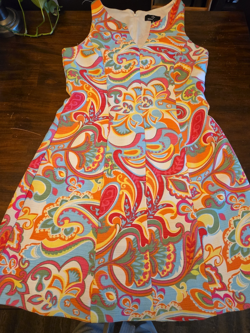 Ronni Nicole Vintage-Vibe Psychedelic Paisley Summer Dress Sleeveless Size 12